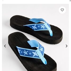 Kids Blue Starfish Flip Flops